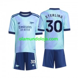 Camisola Arsenal Sterling 30 Criança Equipamento Terceiro 2024-2025 Manga Curta